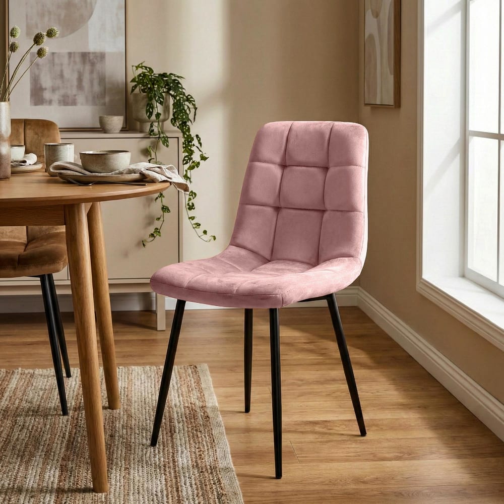 CLP Esszimmerstuhl mit Metallgestell aus Samt pink style modern Violett Samt