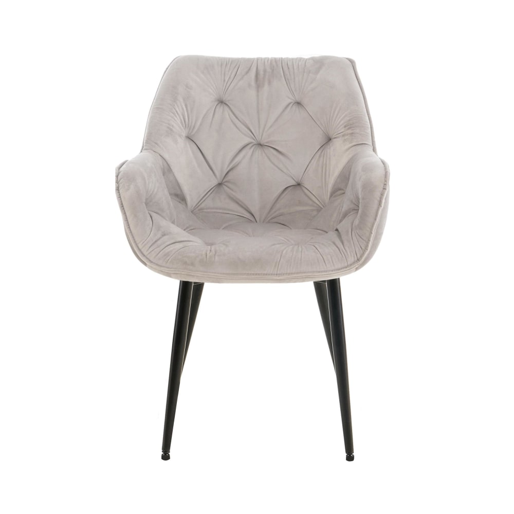 Chaise de salle à manger avec accoudoirs en velours Gris - Maisons du Monde