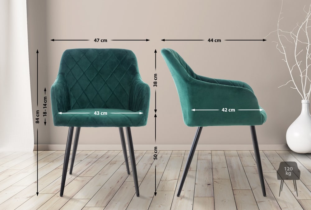Sedia con seduta in velluto colore verde - CLP