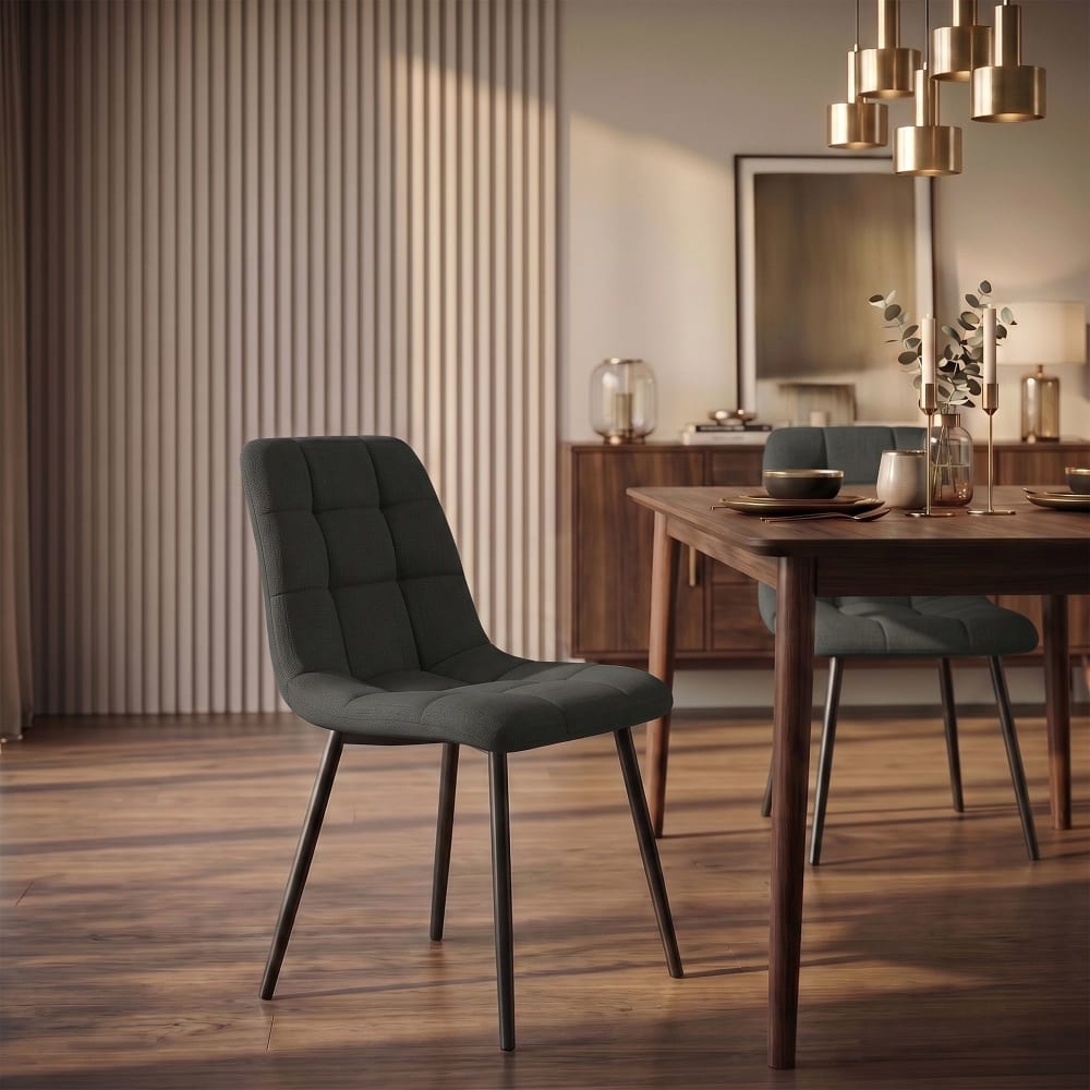 Sedia con seduta in tessuto colore grigio scuro - Modello Contemporaneo - Tessuto