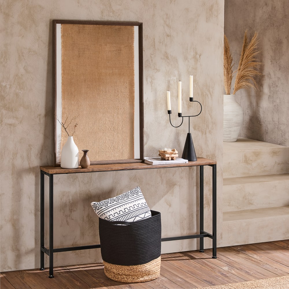 Table console cadre en métal noir et effet bois - Maisons du Monde