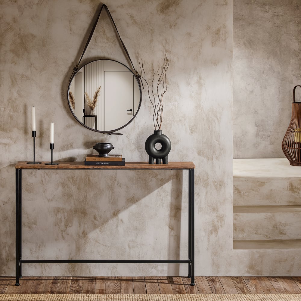 Table console cadre en métal noir et effet bois - Maisons du Monde