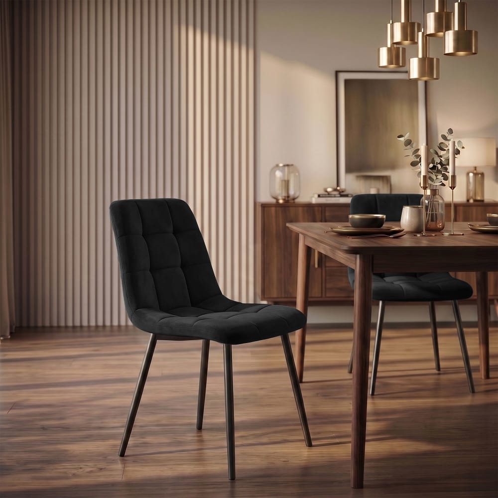 Sedia con seduta in velluto colore nero - Modello Contemporaneo - Velluto