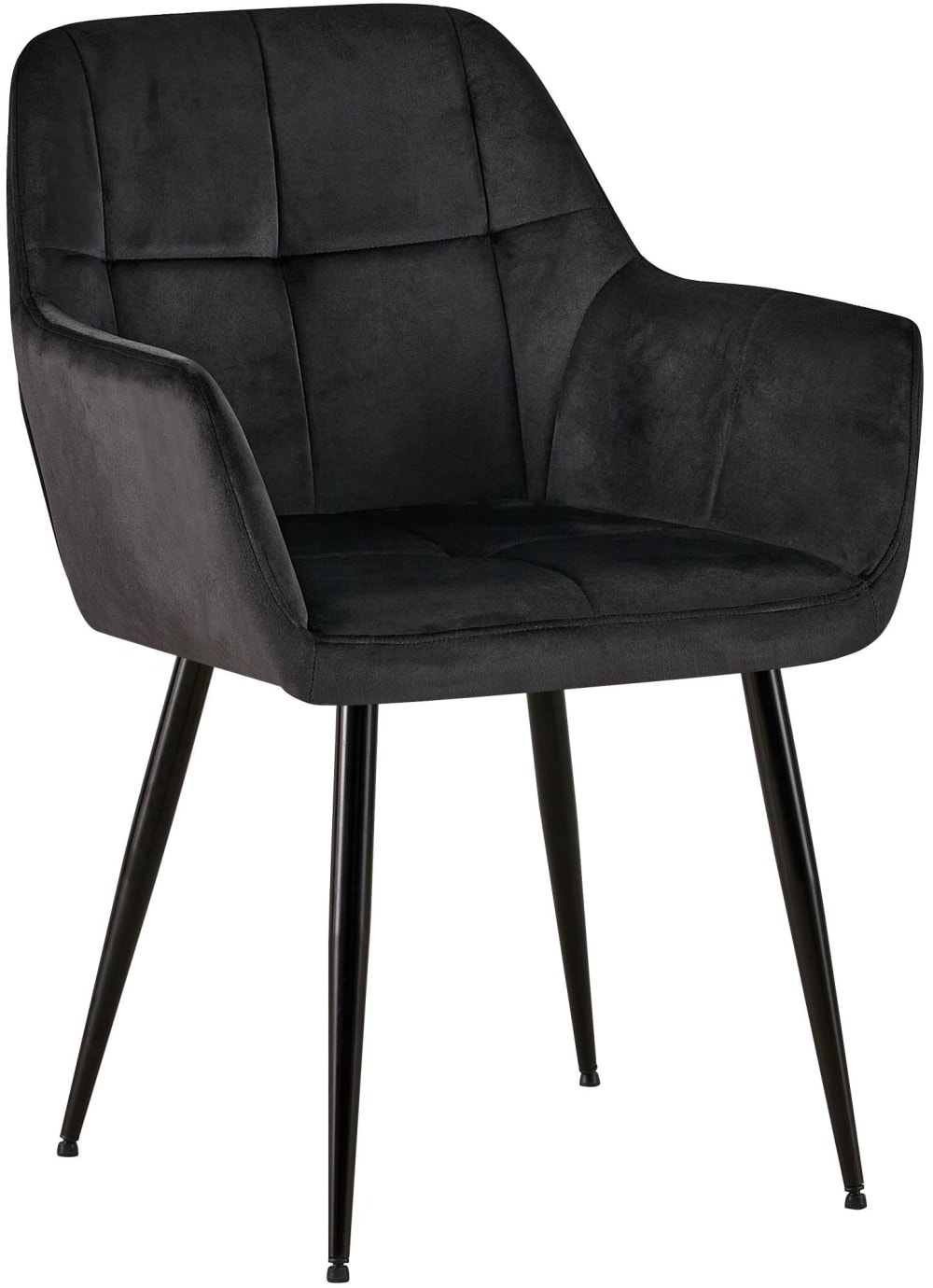 CLP Chaise de salle à manger avec accoudoirs en samt noir style contemporain Noir Velours - 61x84x57cm