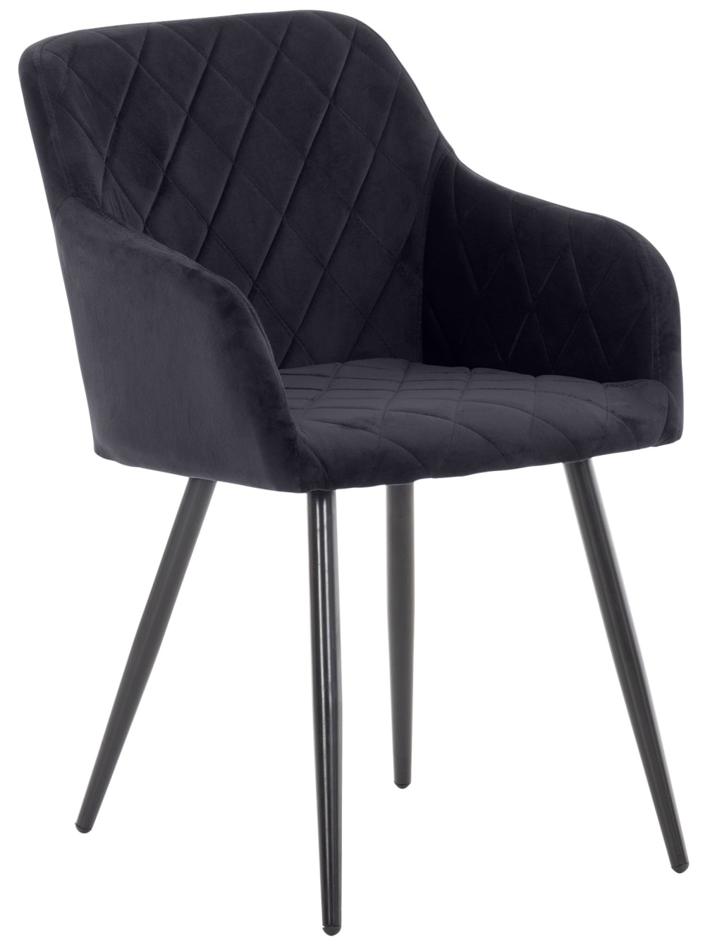Chaise de salle à manger avec accoudoirs en samt noir Chaise de salle à manger avec accoudoirs en samt noir