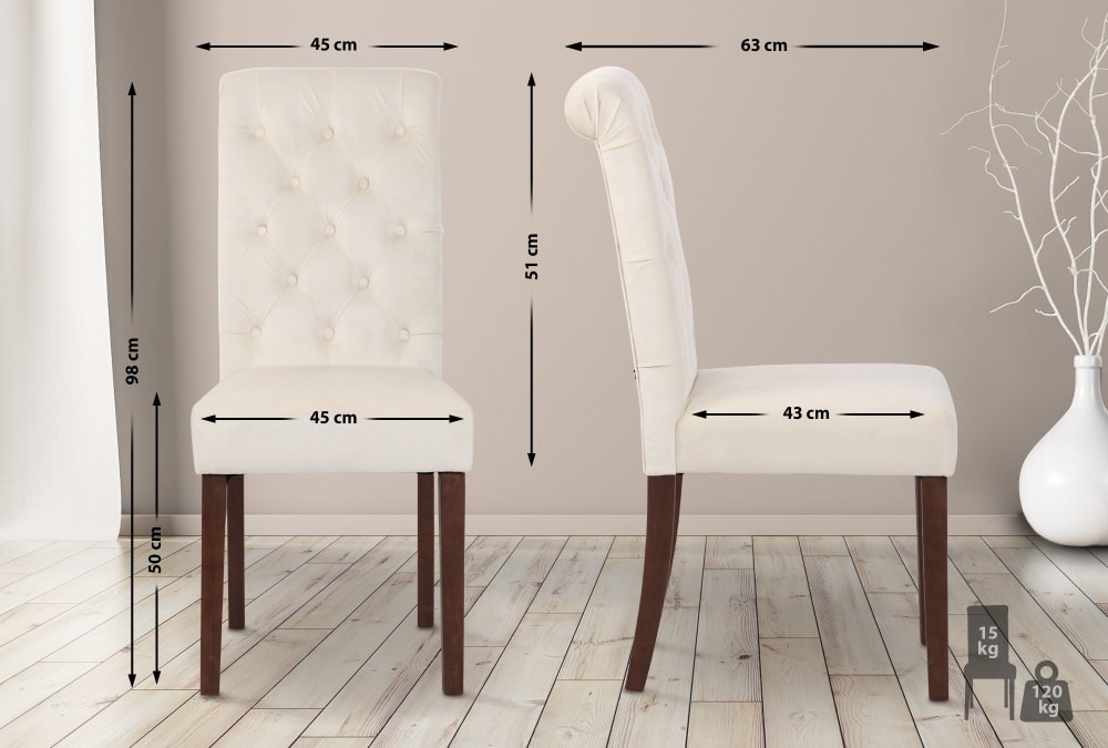 Silla con patas de madera y asiento en terciopelo crema - Maisons du Monde