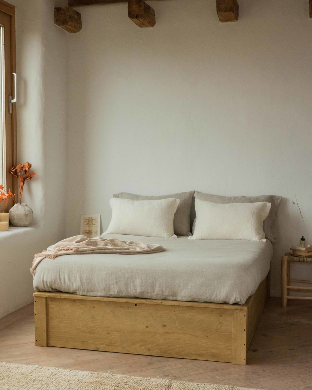 Letto contenitore abete massello naturale 180x200 cm - Modello Contemporaneo - Marrone - LEGNO