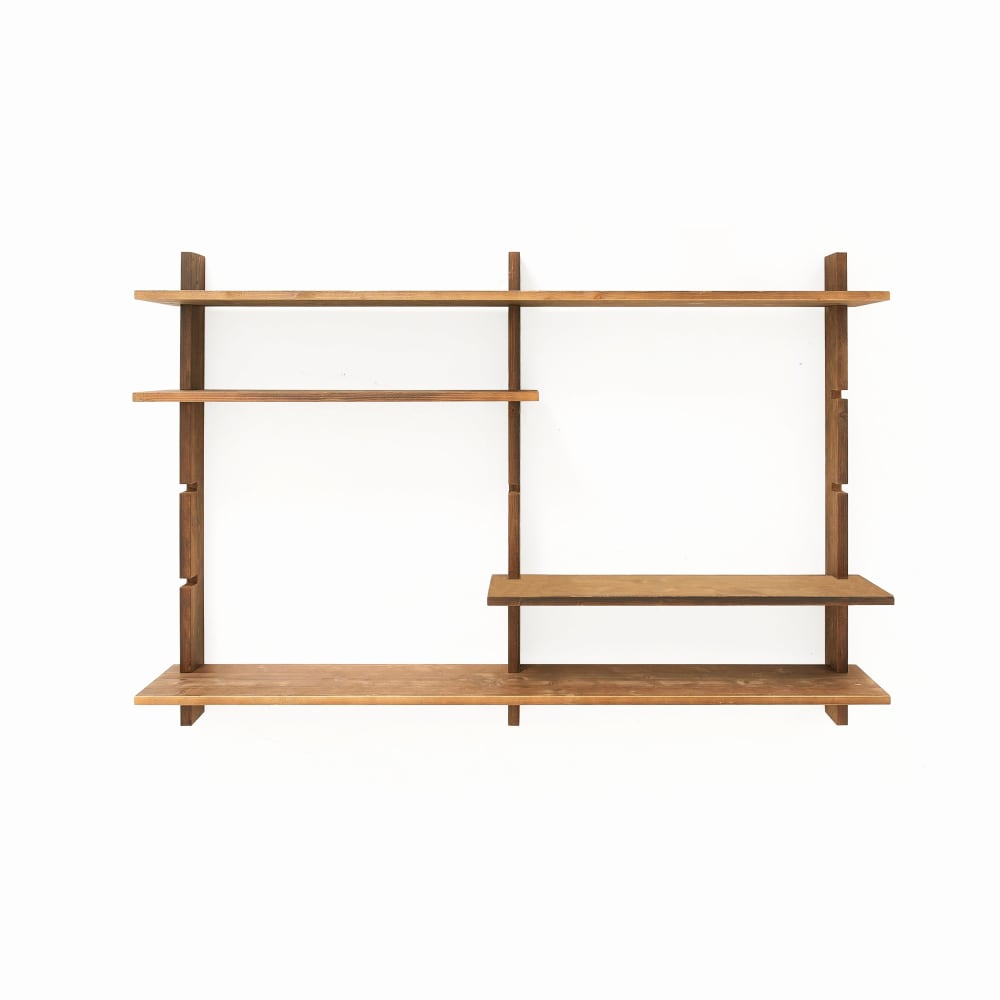 Étagère murale modulaire en bois marron clair