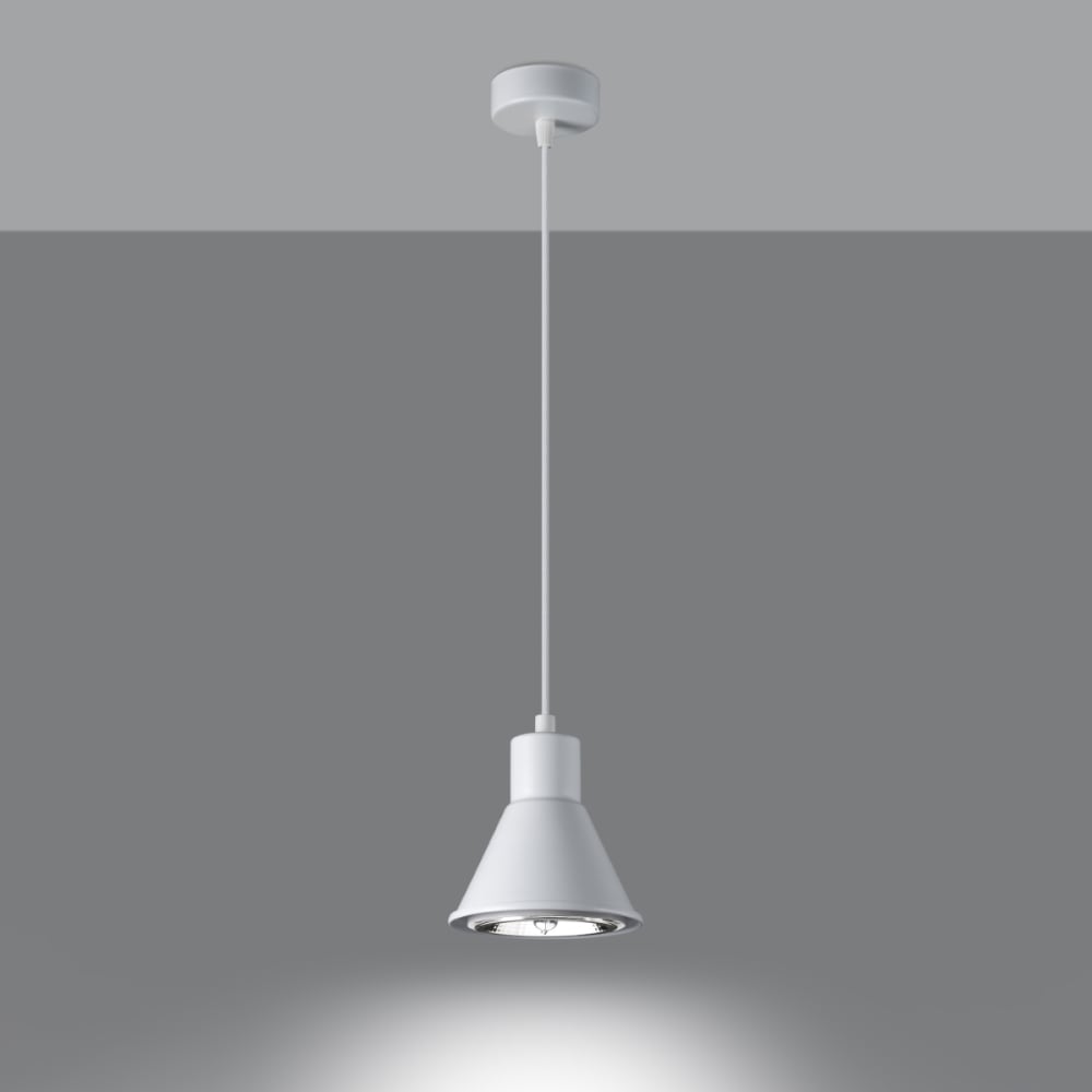 Suspension conique en métal, blanc L: 14cm — vue 4