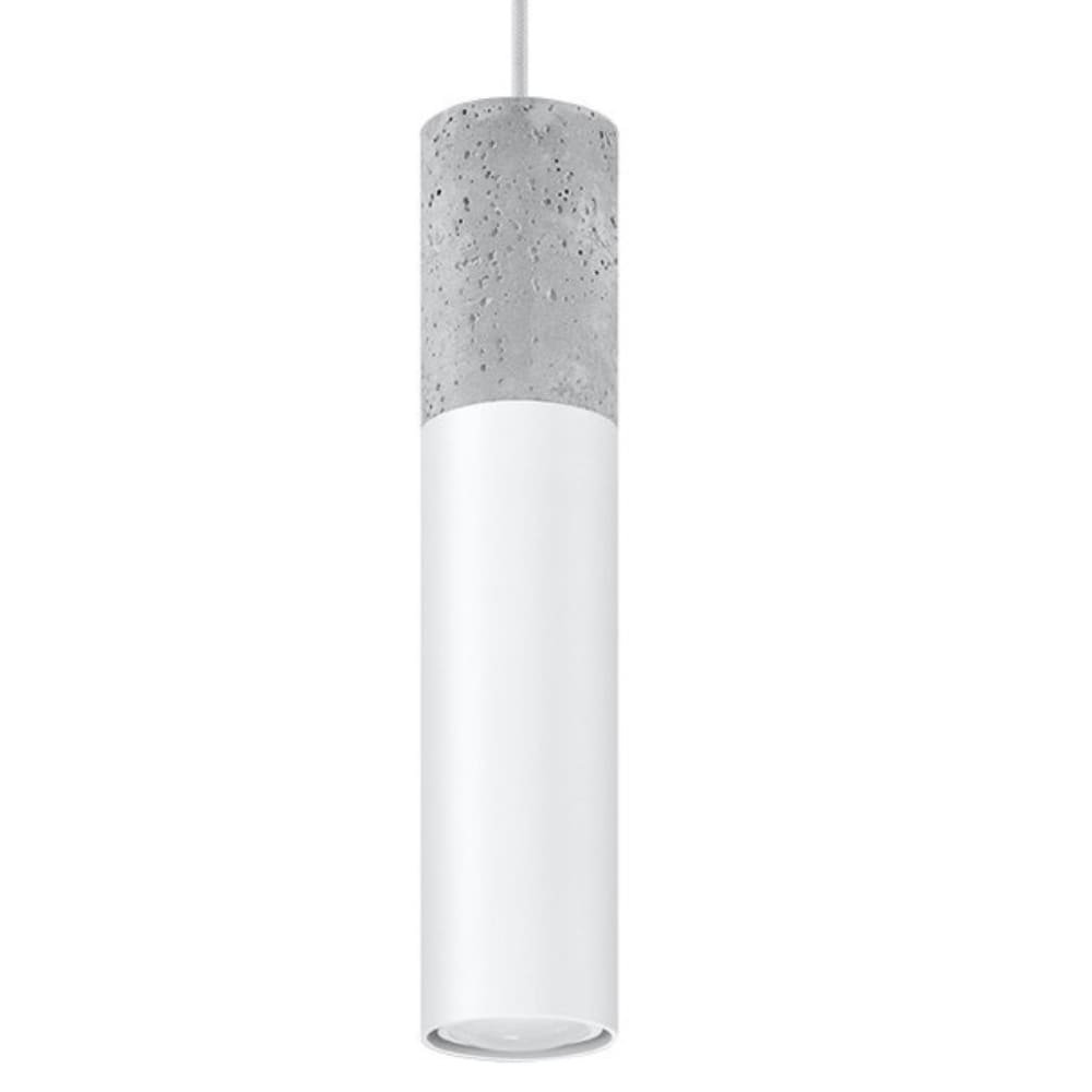 Lampe suspendue acier/béton blanc H 105 cm