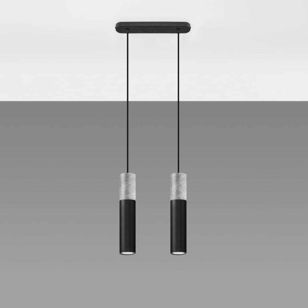 Suspension Acier Gris/Noir GU10 2 Borigio — vue 3