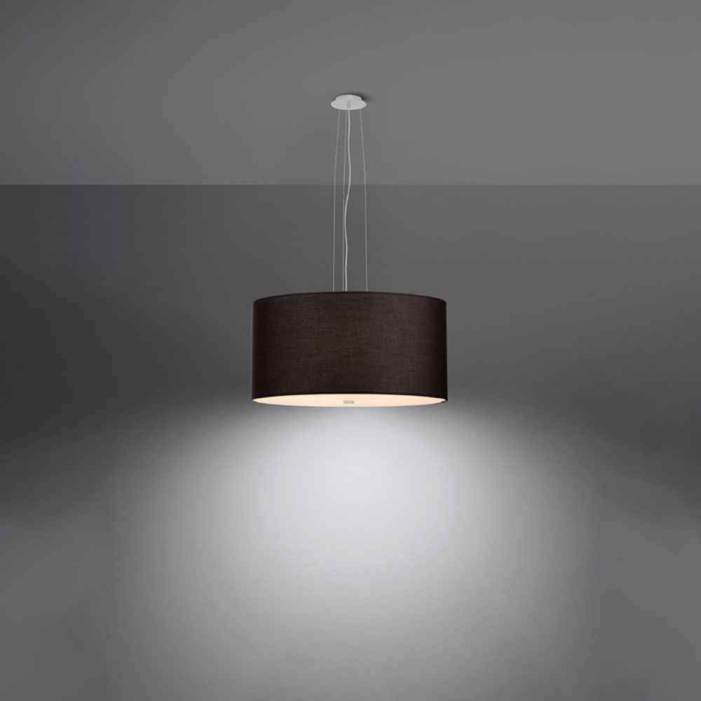 Lustre tissu/verre/acier noir h 115 cm — vue 4
