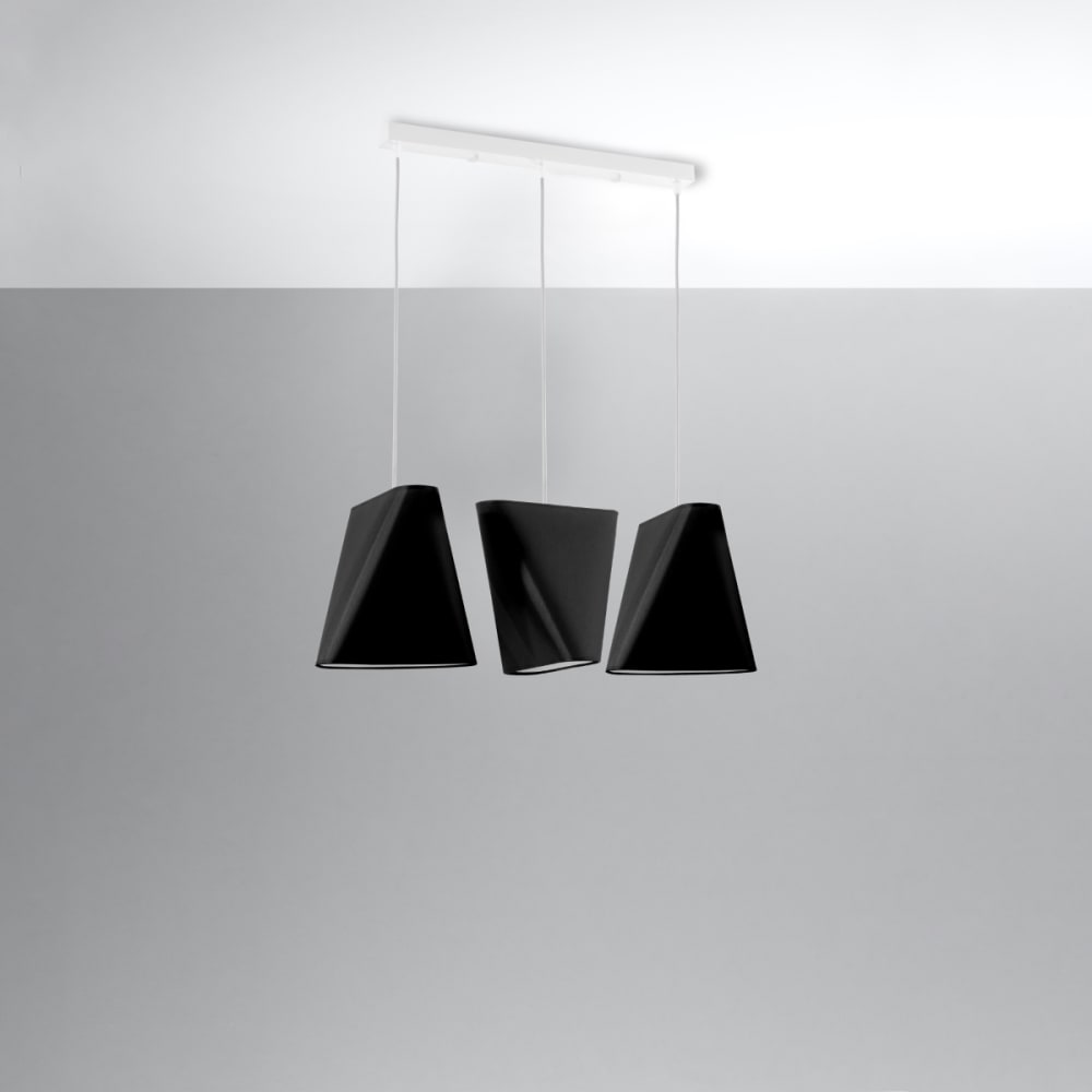 Hängelampe aus Stoff, Stahl, Höhe 128 cm, schwarz - Maisons Du