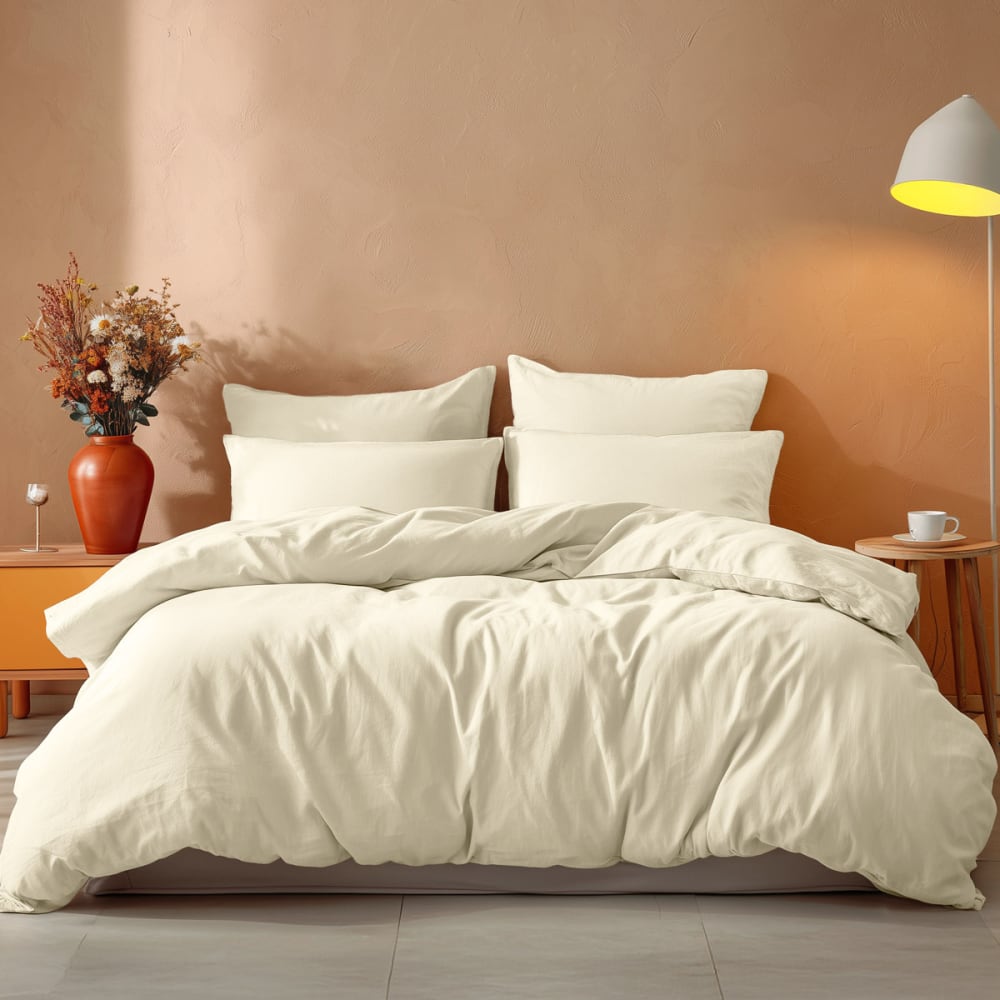 Housse de couette en coton  ecru 140x200 cm