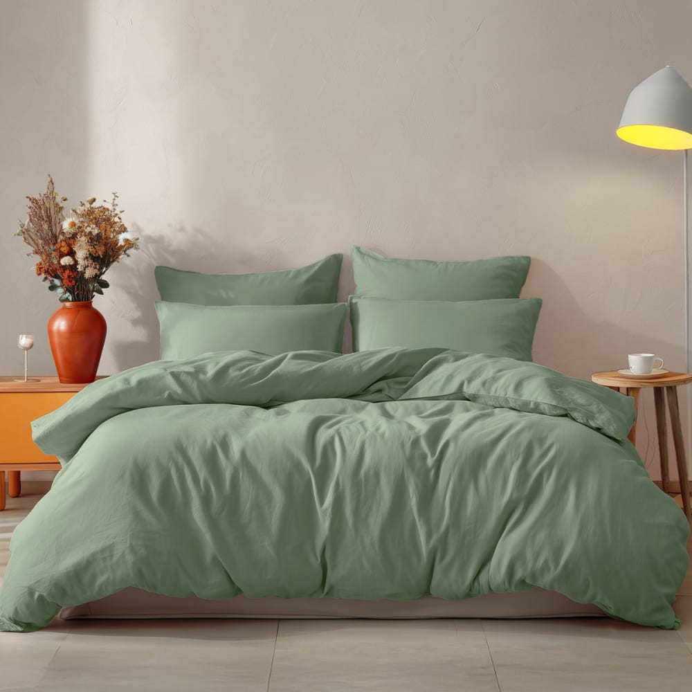 Hhousse de couette en coton sauge 200x200 cm