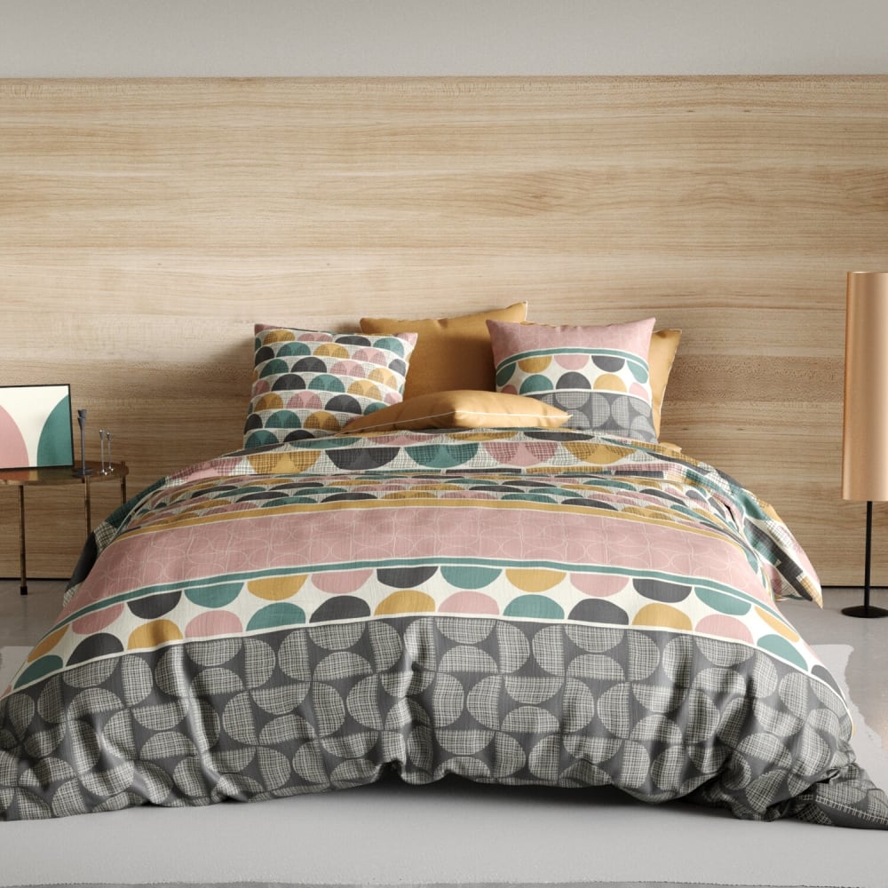 Parure housse de couette coton imprimée + taie 140x200 cm - Maisons du Monde