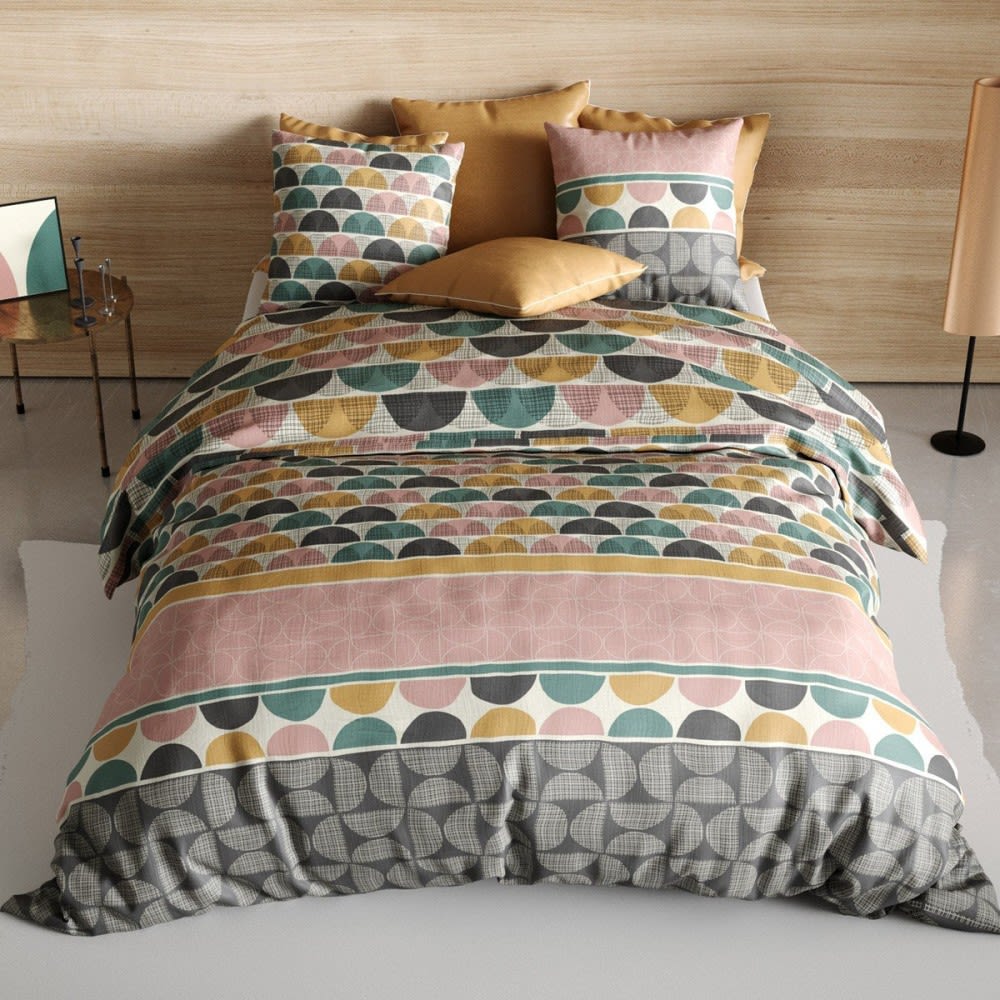Parure de couette 100% coton 57 fils imprimée 260x240cm 2 taies