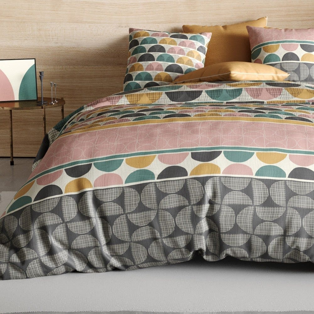 Parure de couette 100% coton 57 fils imprimée 240x220cm 2 taies - Maisons du Monde