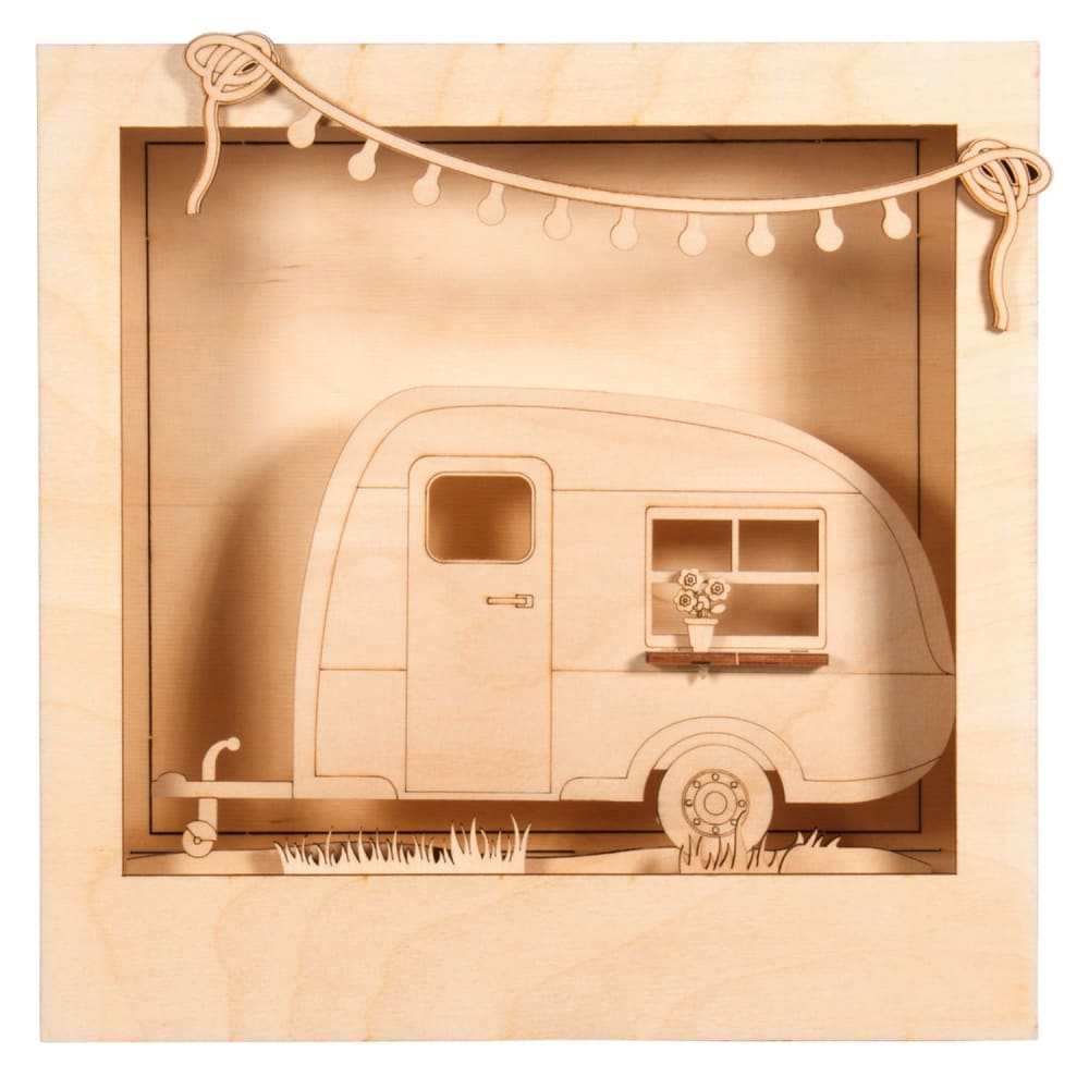 Youdoit Kit Déco Cadre 3D à faire soi-même - Caravane en bois - 24 cm Marron
