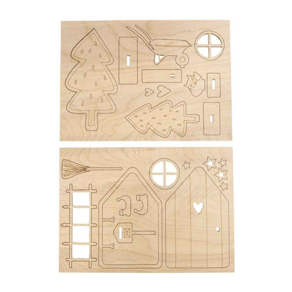 Youdoit Mini scène de noël à monter 24 pièces Marron Bois Décoration de Noël