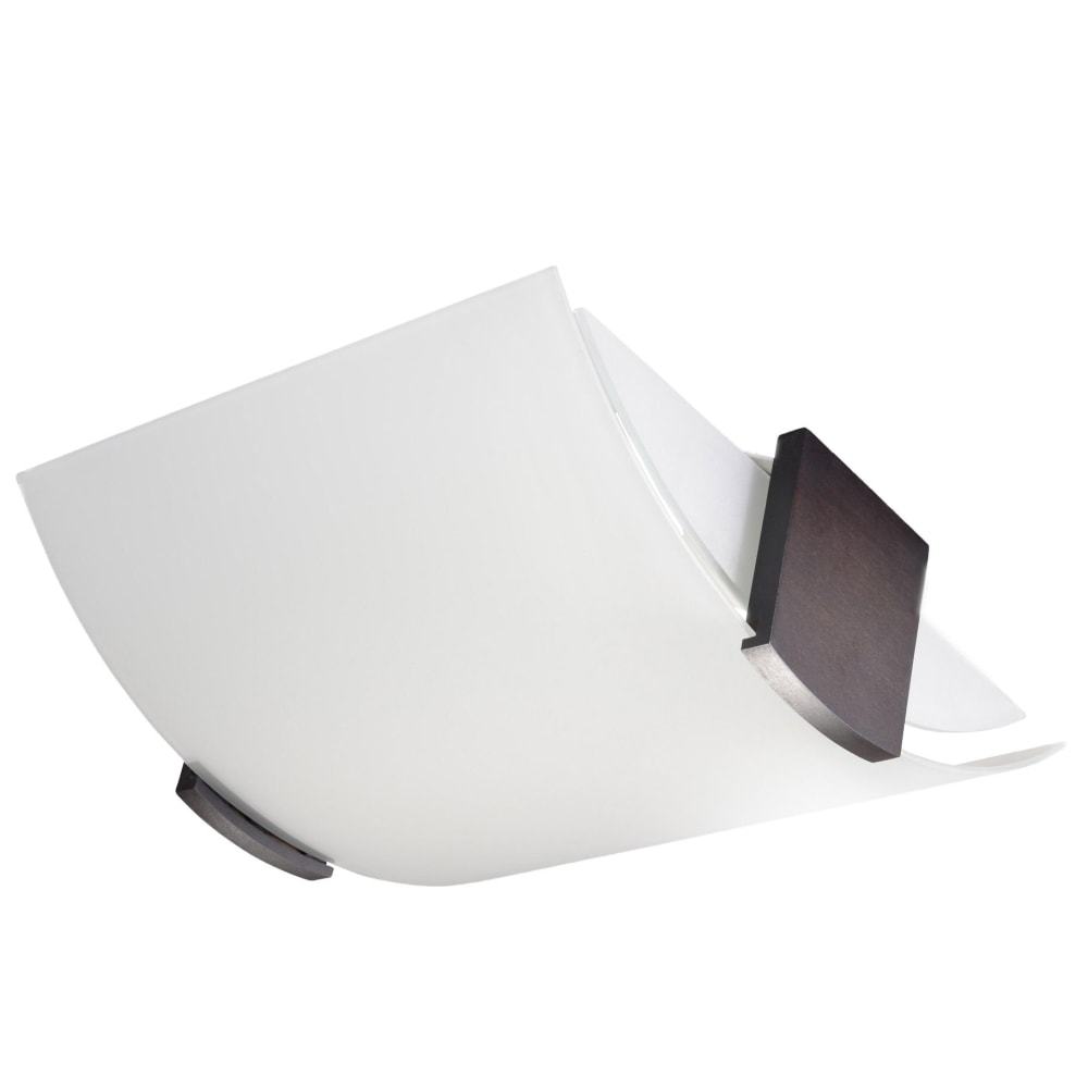 Plafonnier bois/verre marron foncé, H 14 cm