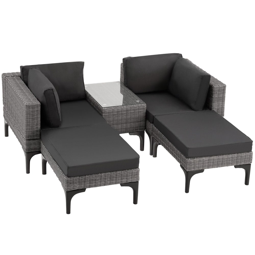 Salon en rotin avec cadre en aluminium gris