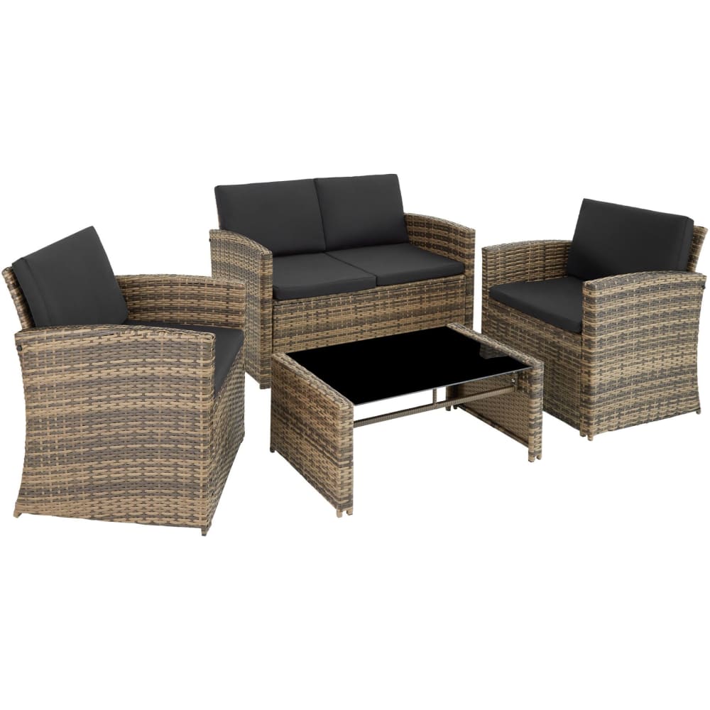 Canapé de jardin Lounge en rotin Pour 4 personnes marron/gris