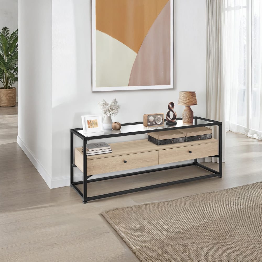 Buffet bas Style Industriel en Bois et Acier Bois clair