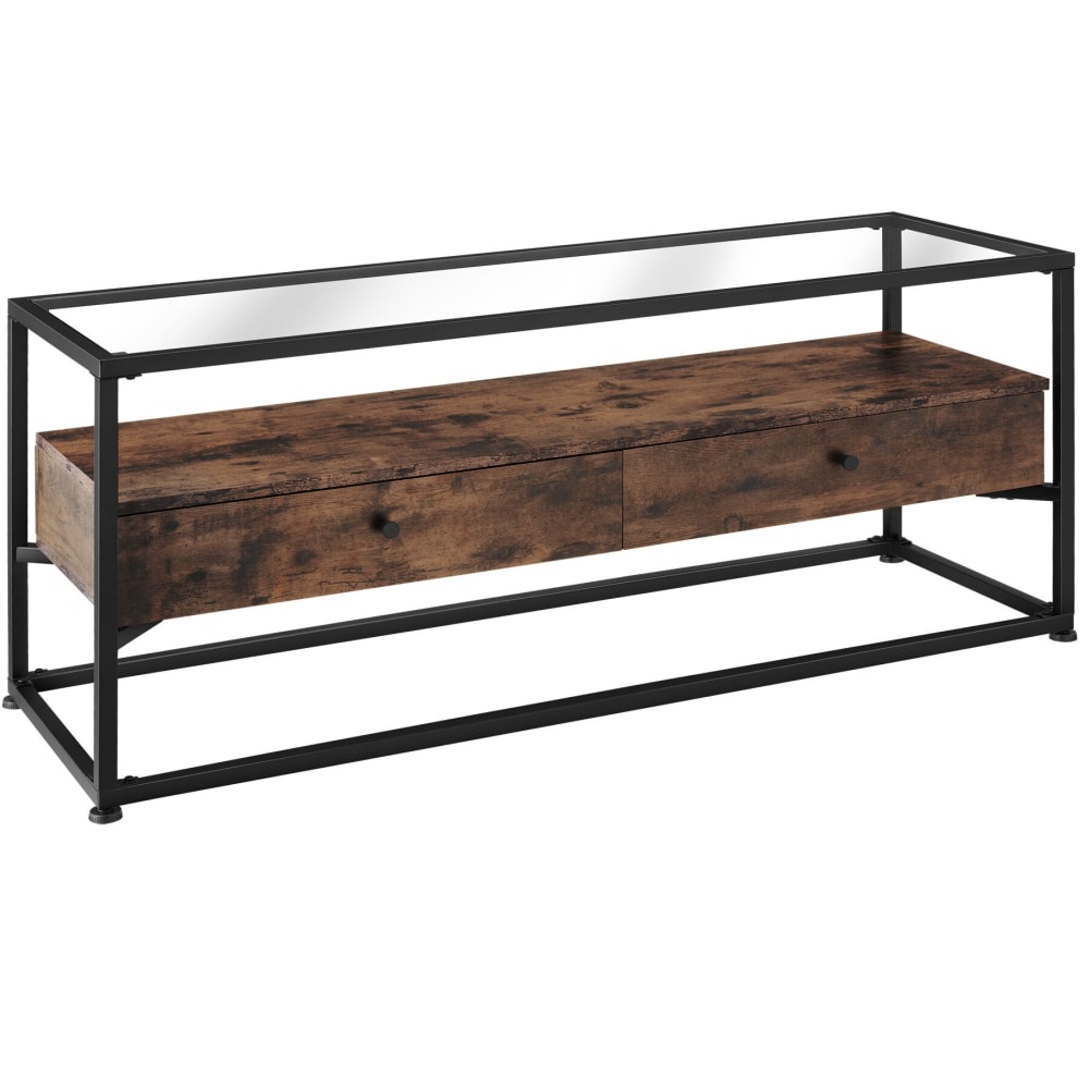 Mueble bajo estilo industrial para TV 121,5x41,5x50,5 cm madera oscura