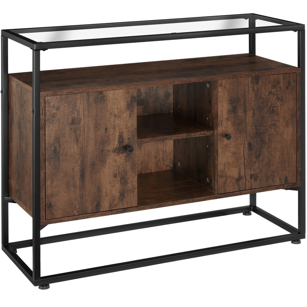 Buffet Style Industriel en Bois et Acier Bois foncé