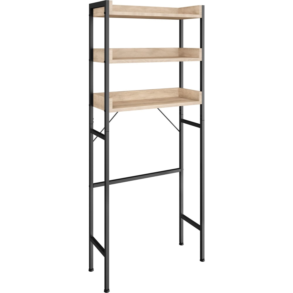 Étagère de salle de bain avec 3 étagères style industriel bois clair