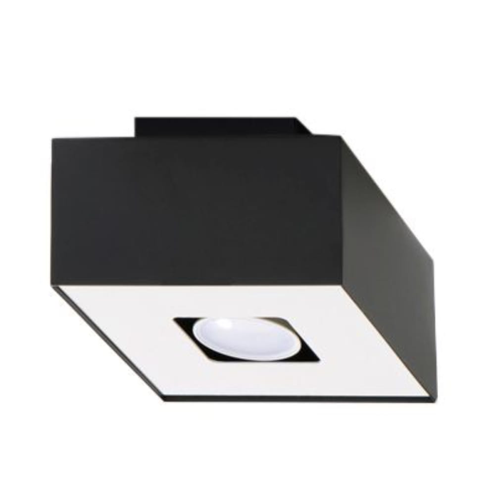 Sollux Lighting Deckenleuchte aus Stahl, schwarz-Höhe 11 cm, schwarz-weiß style classic chic - Stahl
