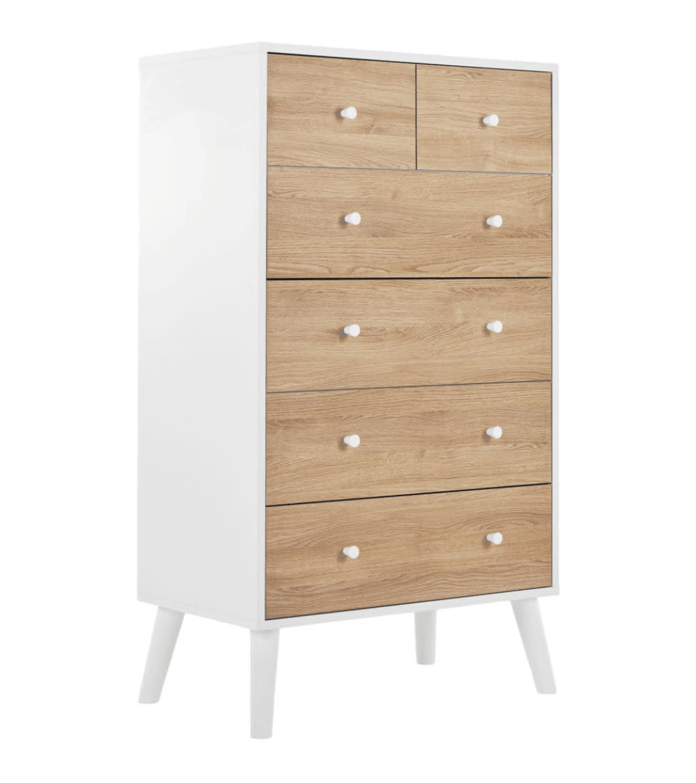 Sinfonier 6 cajones estilo nórdico blanco y roble