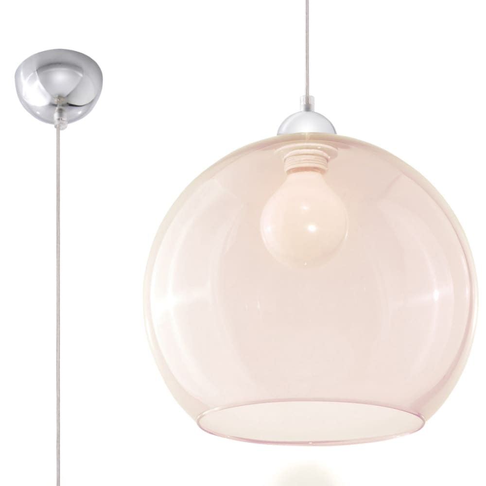Lampe suspendue acier/verre champagne H 120 cm