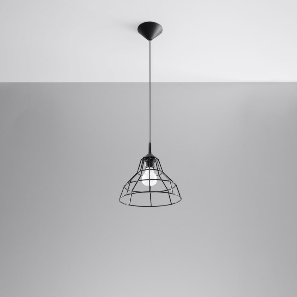 Lampada a sospensione nera acciaio - Sollux Lighting