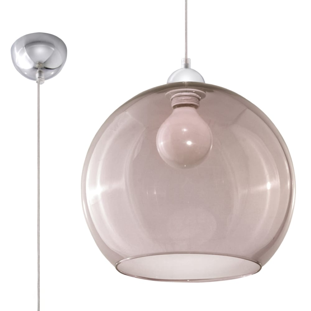 Lampe suspendue acier/verre graphite H 120 cm