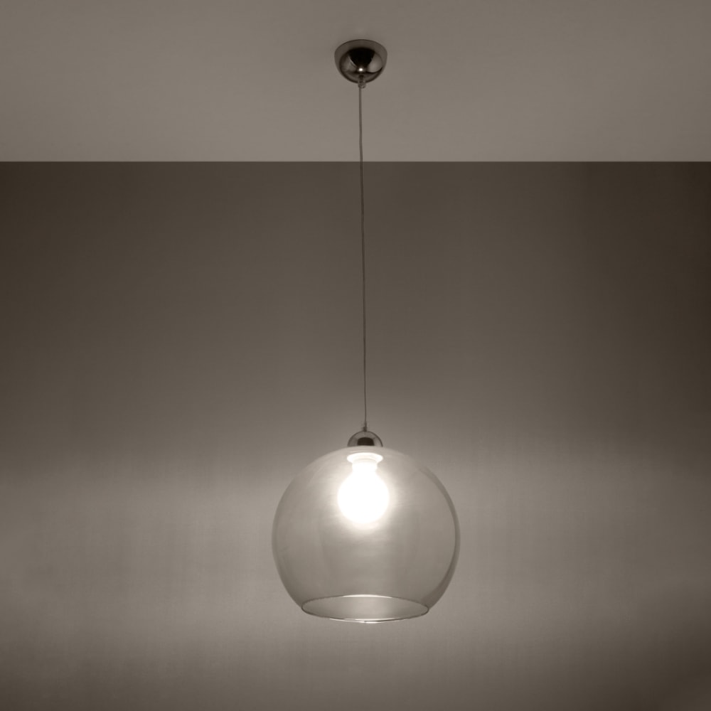 Suspension Acier Transparent E27 1 Ball — vue 4