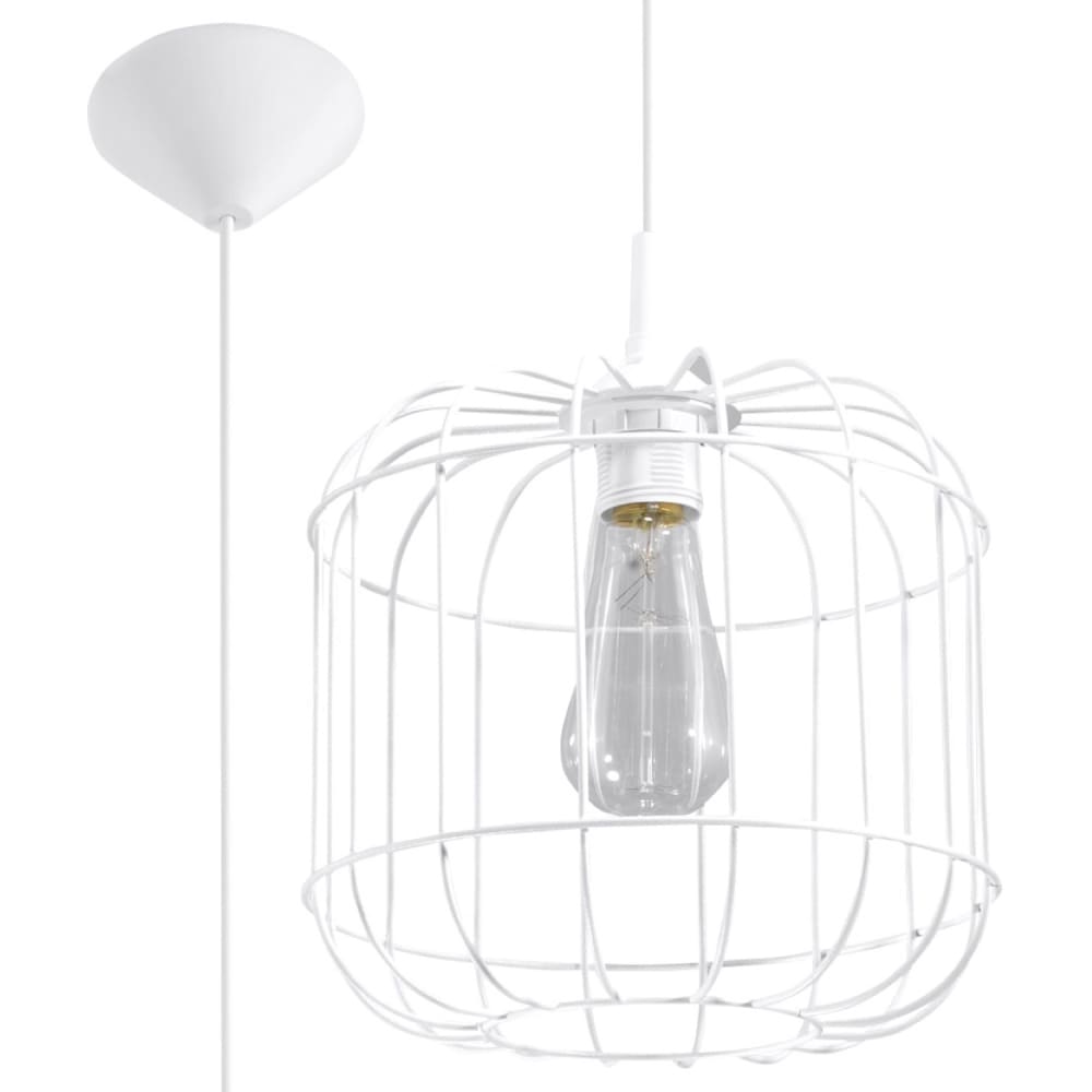 Sollux Lighting Hängelampe aus Stahl, Höhe 95 cm, weiß style modern - Stahl