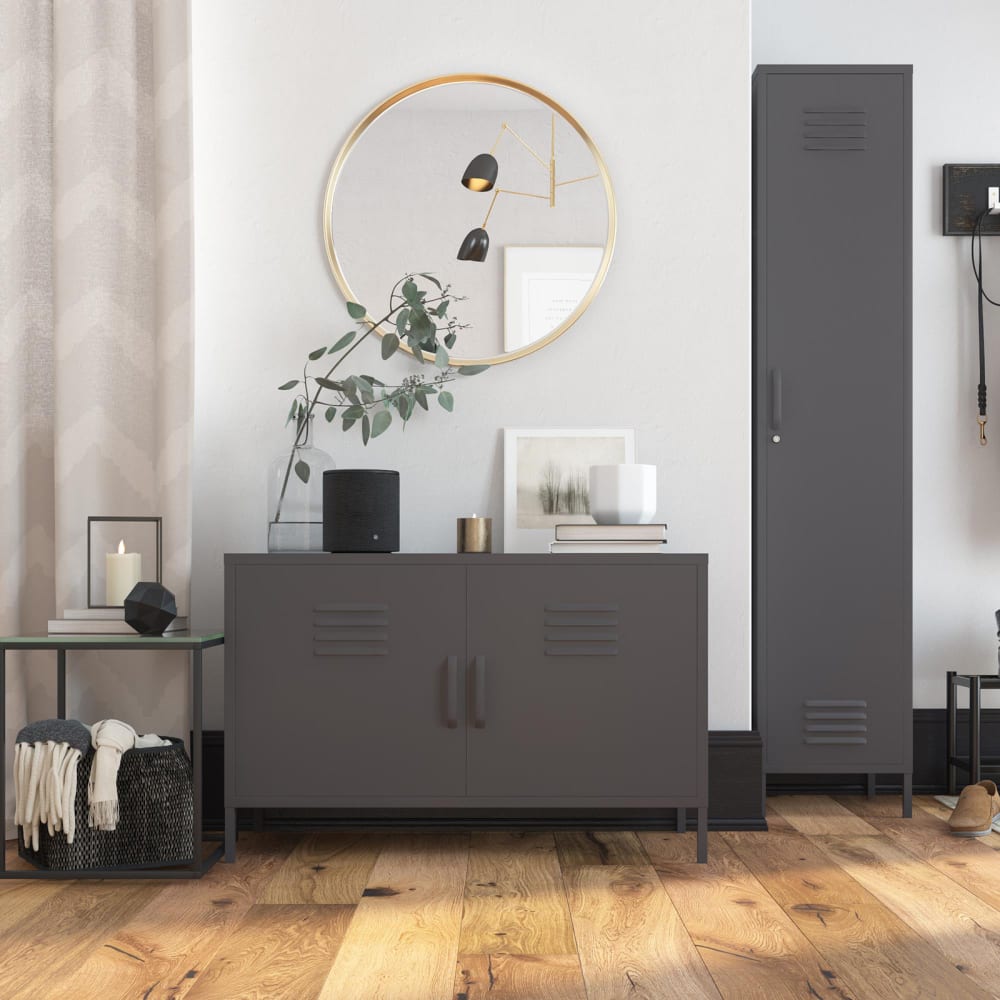DOREL HOME Mit dem Dorel Home Bradford Single Metal Locker Cabinet erhalten Sie die perfekte Aufbewahrungslösung für jeden Raum in Ihrem Haus. Grau