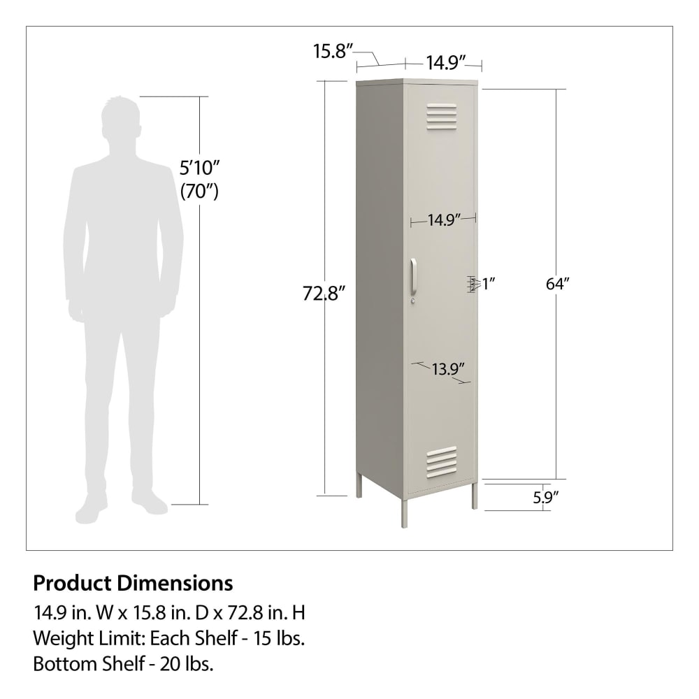 Armoire avec 1 porte en métal gris graphite