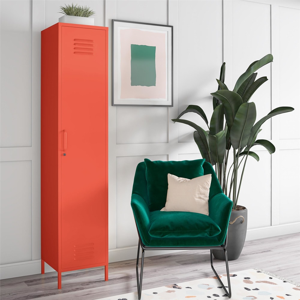 Armoire haute avec 1 porte en métal orange
