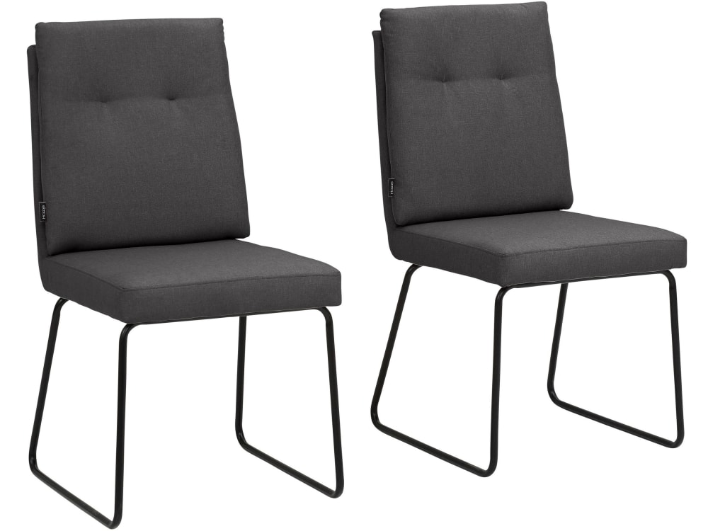 Set di 2 sedie da pranzo imbottite in tessuto intrecciato