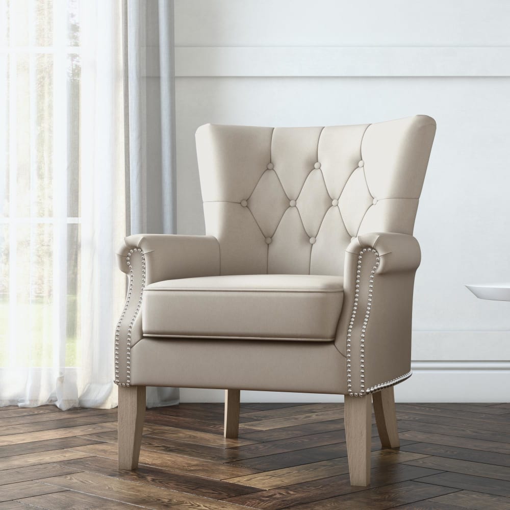 Fauteuil en sergé beige