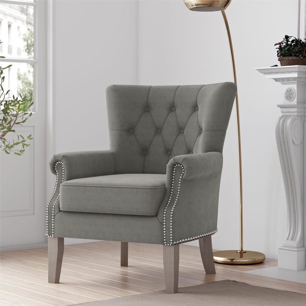 Fauteuil en sergé gris