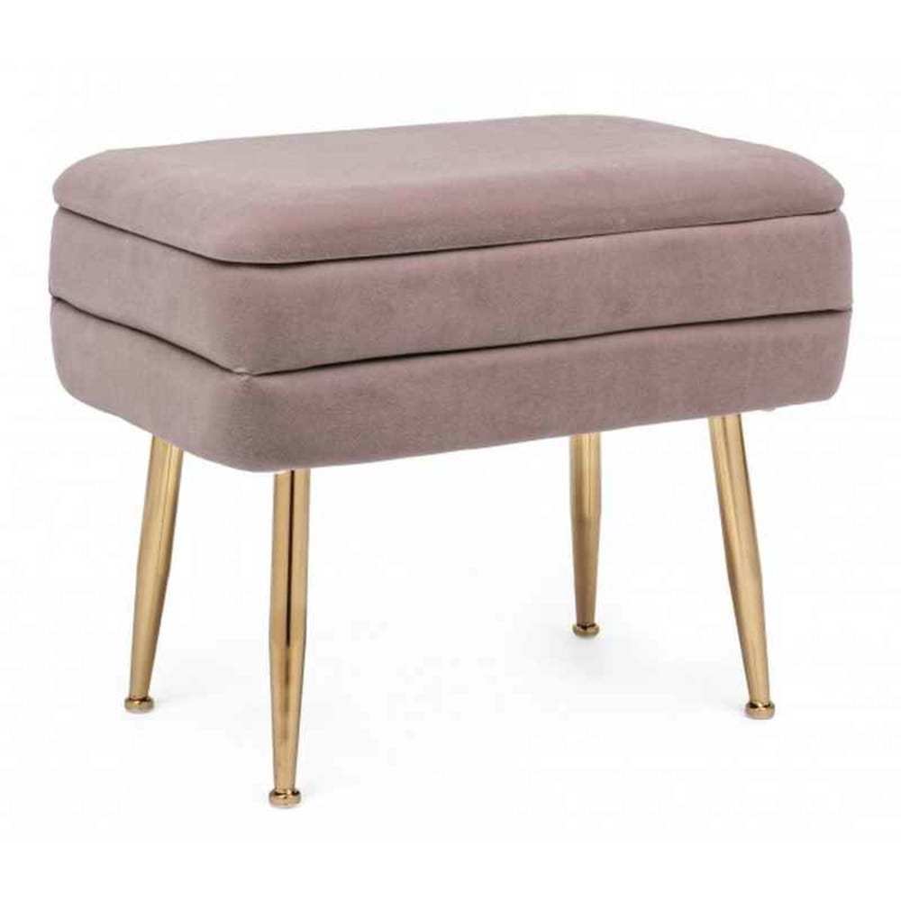 Panca singola contenitore mauve 50X35X42 cm - Rosa - Velluto