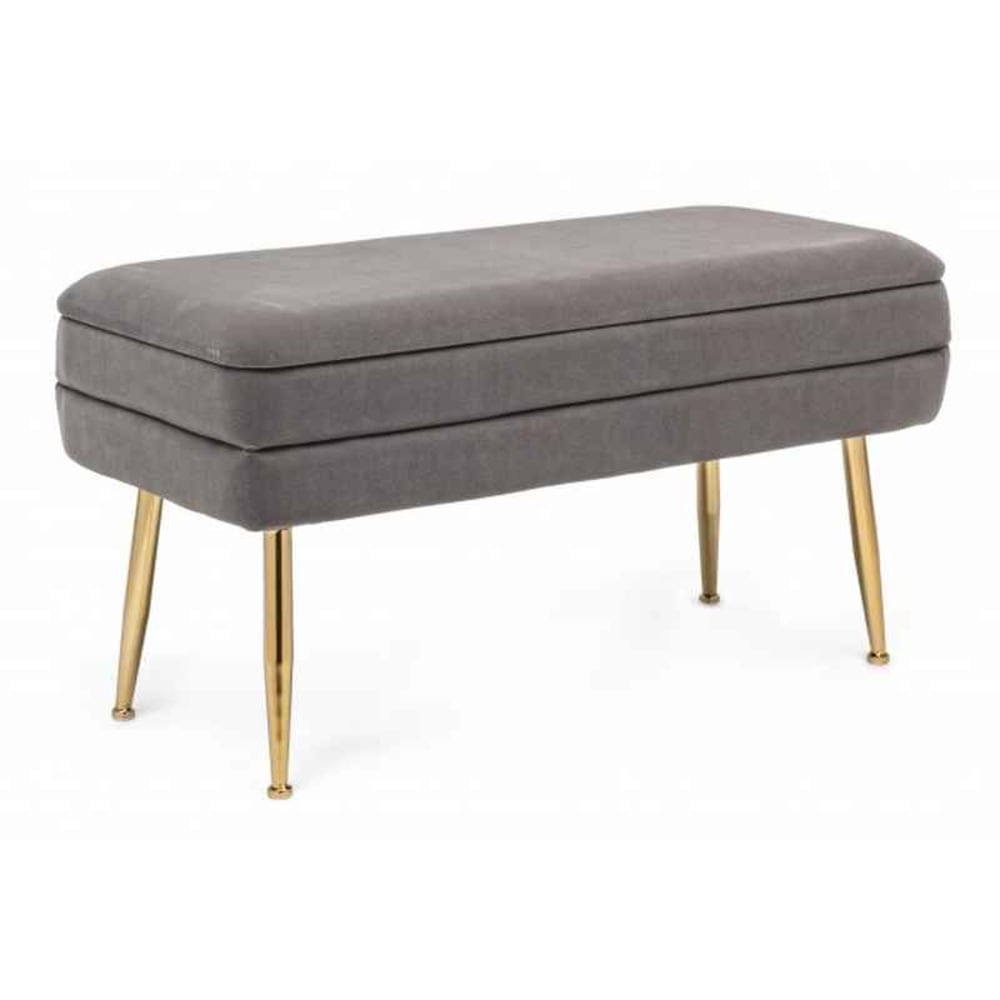Panca contenitore grigio 80X38X42 cm - Grigio - Velluto