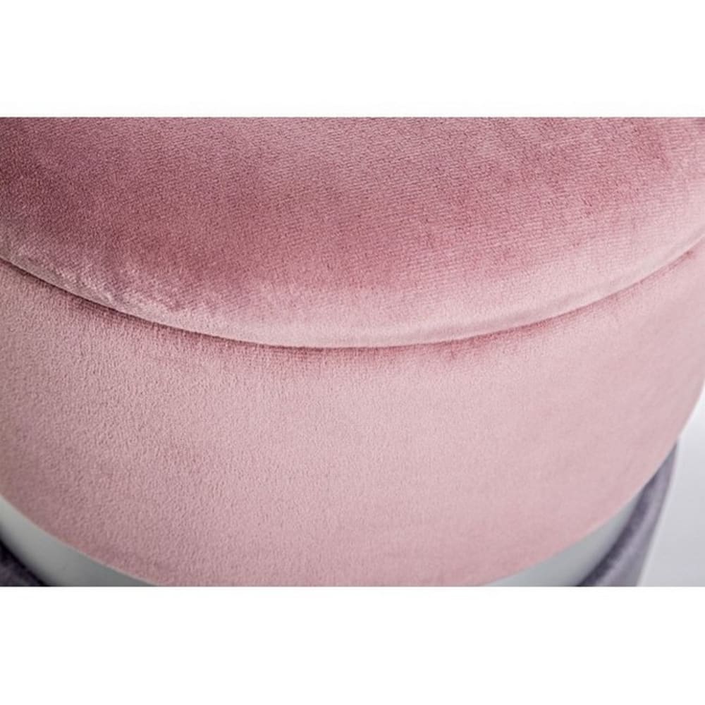 Set di 2 pouf contenitore effetto velluto rosa-grigio -