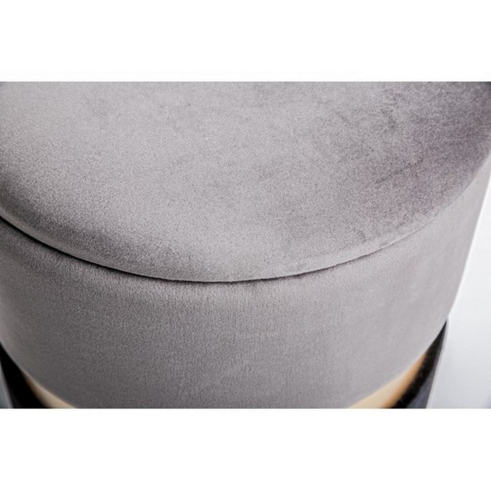 Set di 2 pouf contenitore effetto velluto grigio-nero -