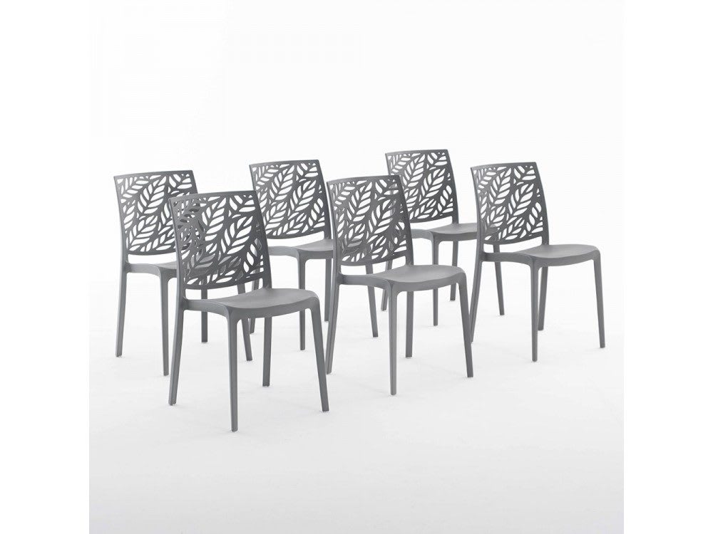 Set tavolo rettangolare 156x78 cm e 6 sedie in resina grigie -