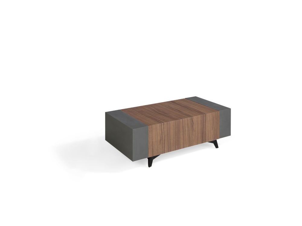 Mesa de centro DOVER acabada en nogal canaleto. Patas metal negro. - Maisons du Monde
